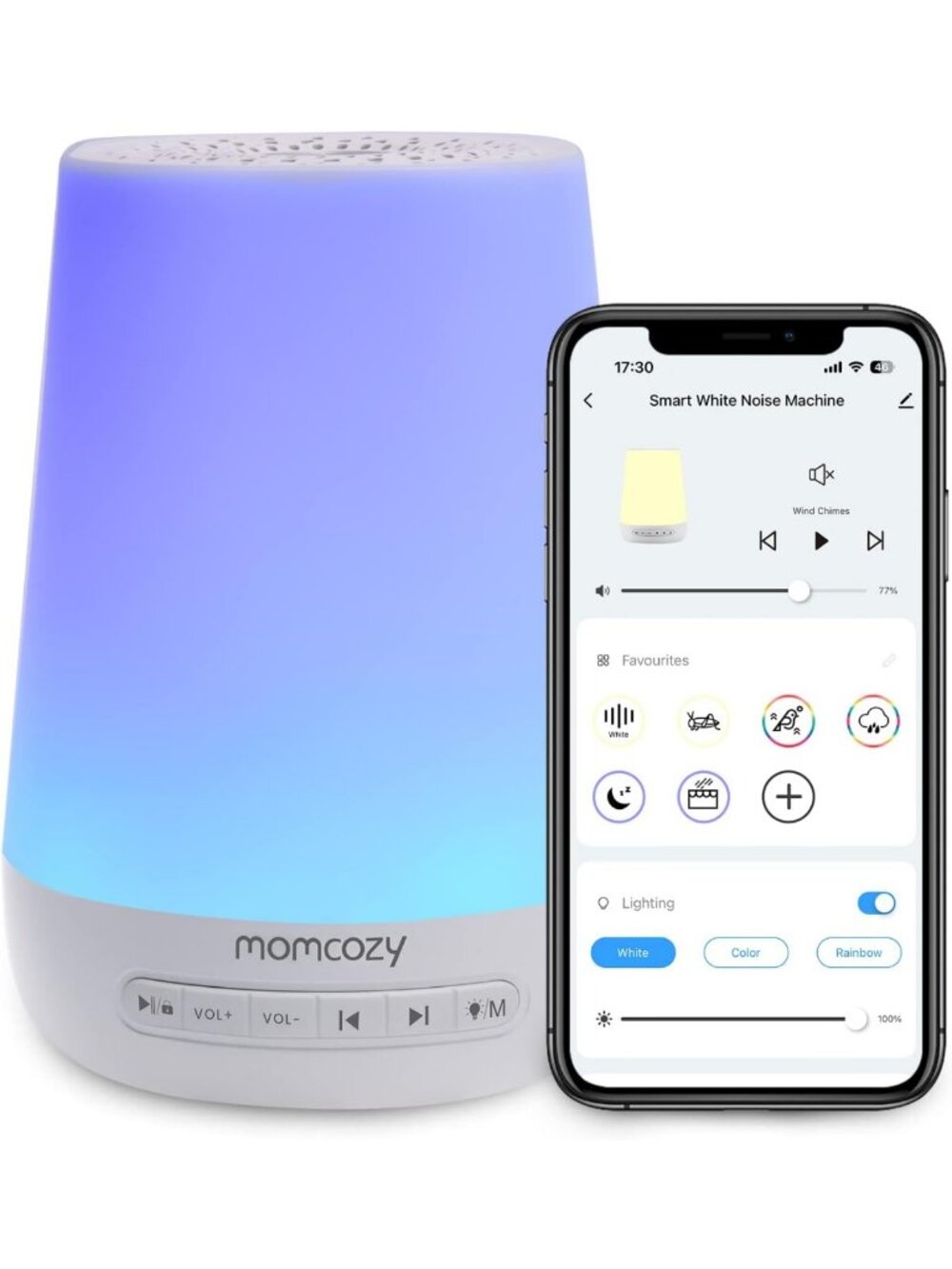 Smart Baby Sound Machine & Night Light | White Noise for Sleep & Soothing